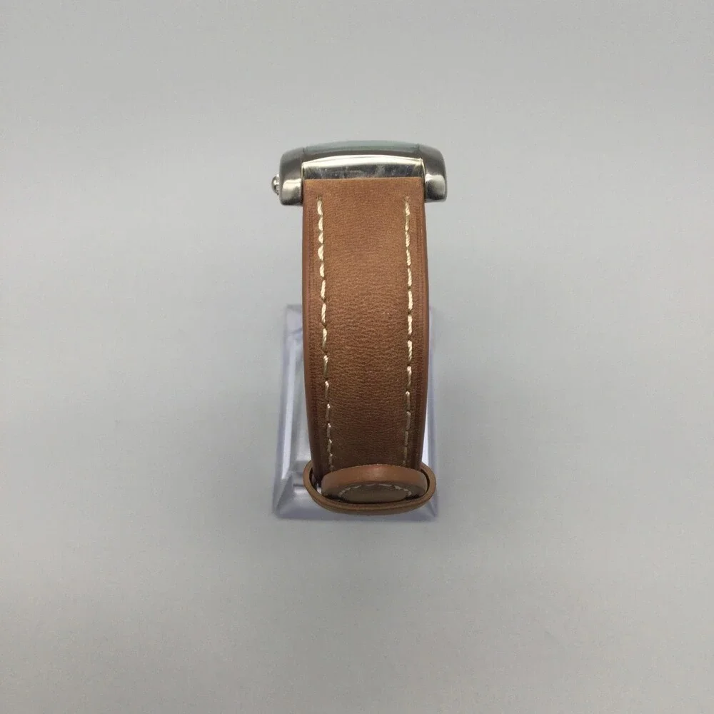 Caesars Mens Watch 26mm Black Dial Brown Strap Silver Tone Case New Battery